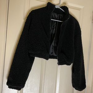 Cropped teddy jacket